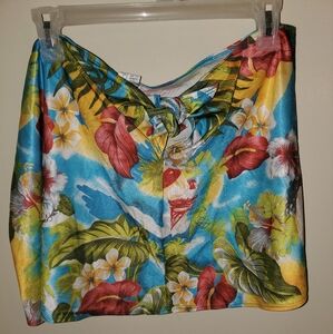 Tropical Floral Print Swim Cover Up Skirt